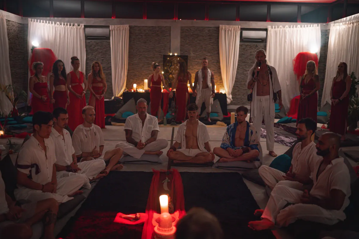 The candlelit Sacred Temple