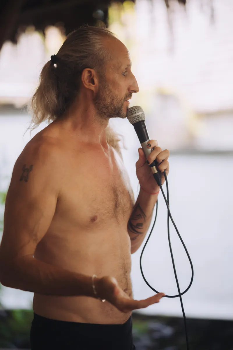 Steve Shiva speaking to the men