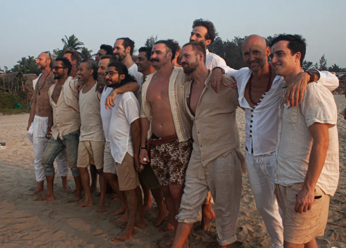 The men together on the beach