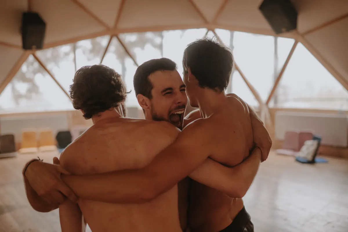 Two brothers in an embrace